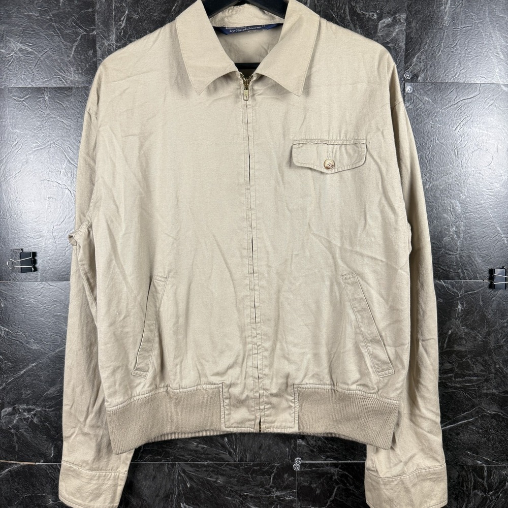 Polo Ralph Lauren Men's Beige Vtg Bi Harrington Jacket Medium